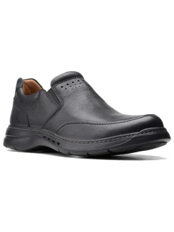 Clarks Halbschuhe^Leder-Slipper "Un Brawley" in Schwarz