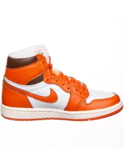 Leder-Sneaker ''1 Retro High'' in Weiß/ Orange>Air Jordan Hot