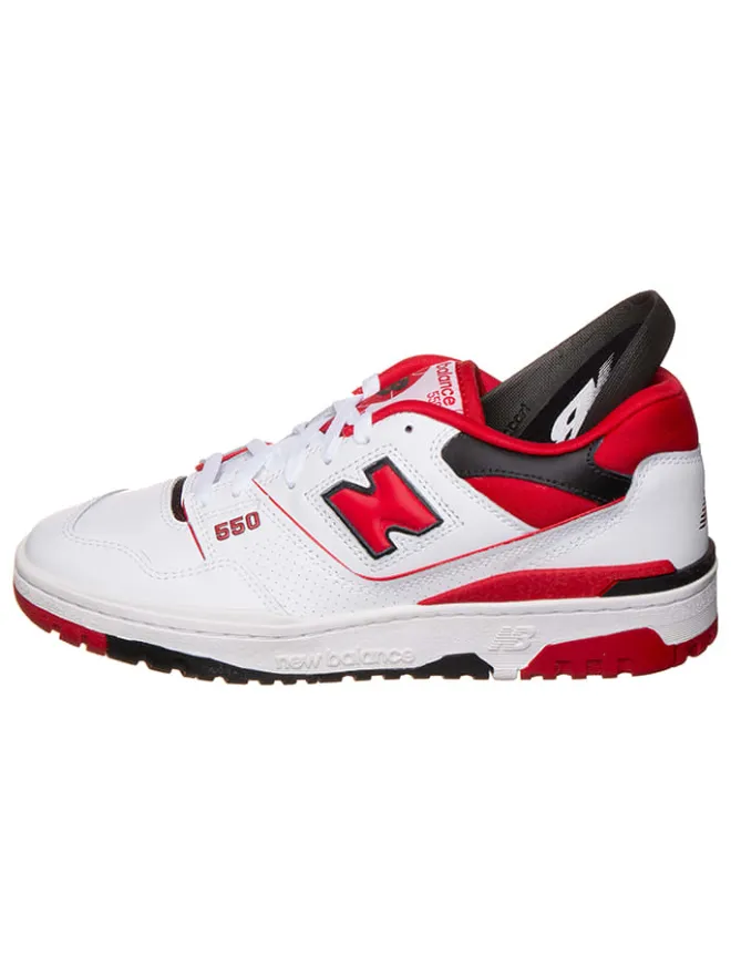 New Balance Sneakers^Leder-Sneakers "550" in Weiß/ Rot