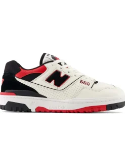 Leder-Sneakers "550" in Weiß/ Rot>New Balance