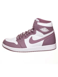 Leder-Sneakers "Air Jordan 1 Retro High" in Weiß/ Lila>Nike Hot