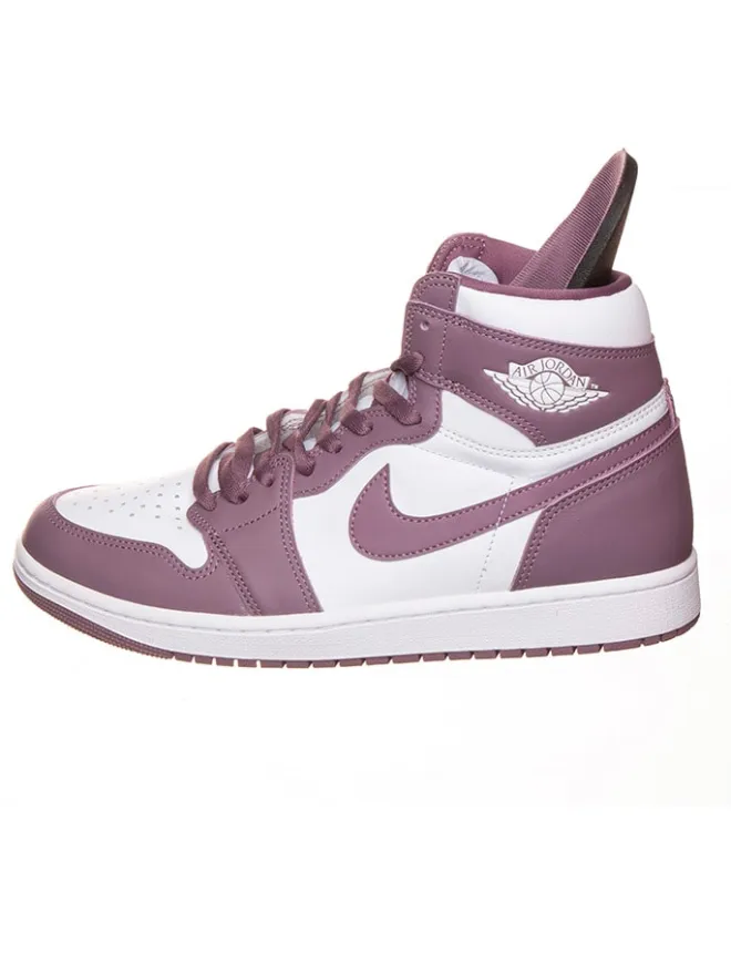 Leder-Sneakers "Air Jordan 1 Retro High" in Weiß/ Lila>Nike Hot