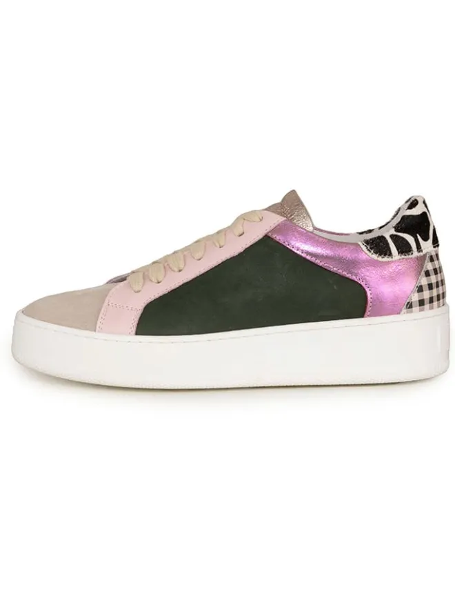 Anna Morellini Sneakers^Leder-Sneakers "Antilina" in Beige/ Grün/ Rosa