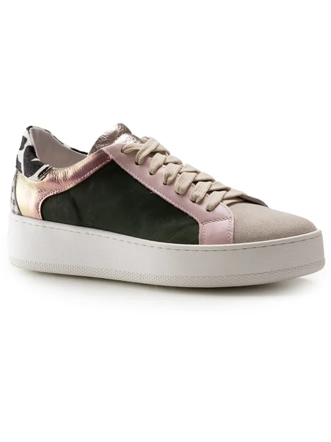 Anna Morellini Sneakers^Leder-Sneakers "Antilina" in Beige/ Grün/ Rosa