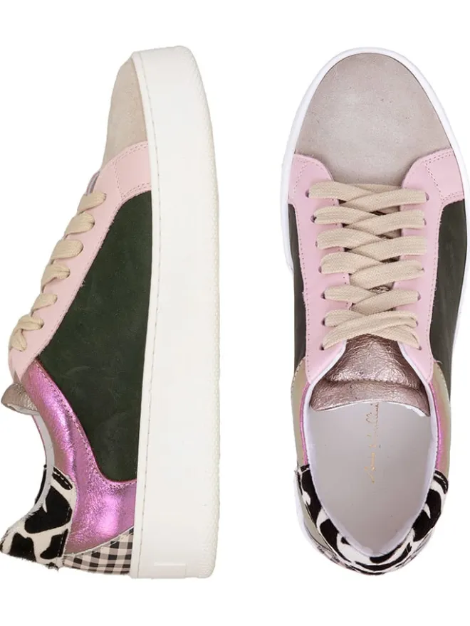 Anna Morellini Sneakers^Leder-Sneakers "Antilina" in Beige/ Grün/ Rosa