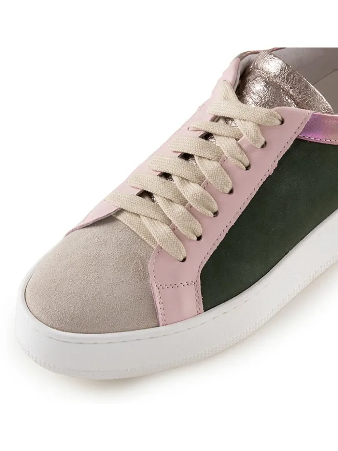 Anna Morellini Sneakers^Leder-Sneakers "Antilina" in Beige/ Grün/ Rosa