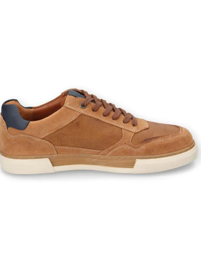 Camel Active Schnürschuhe^Leder-Sneakers "Bayland" in Hellbraun/ Dunkelblau