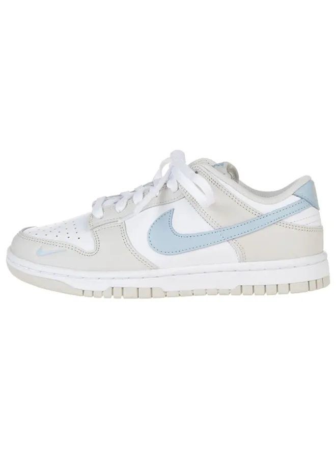Leder-Sneakers "Dunk Low" in Weiß/ Grau/ Hellblau>Nike Outlet