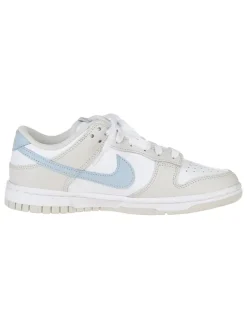 Leder-Sneakers "Dunk Low" in Weiß/ Grau/ Hellblau>Nike Outlet