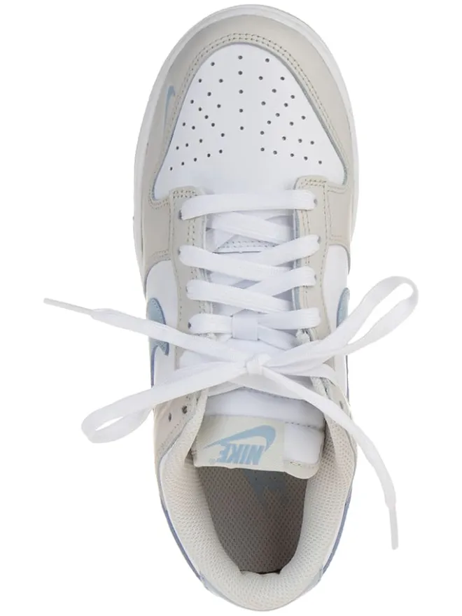 Leder-Sneakers "Dunk Low" in Weiß/ Grau/ Hellblau>Nike Outlet