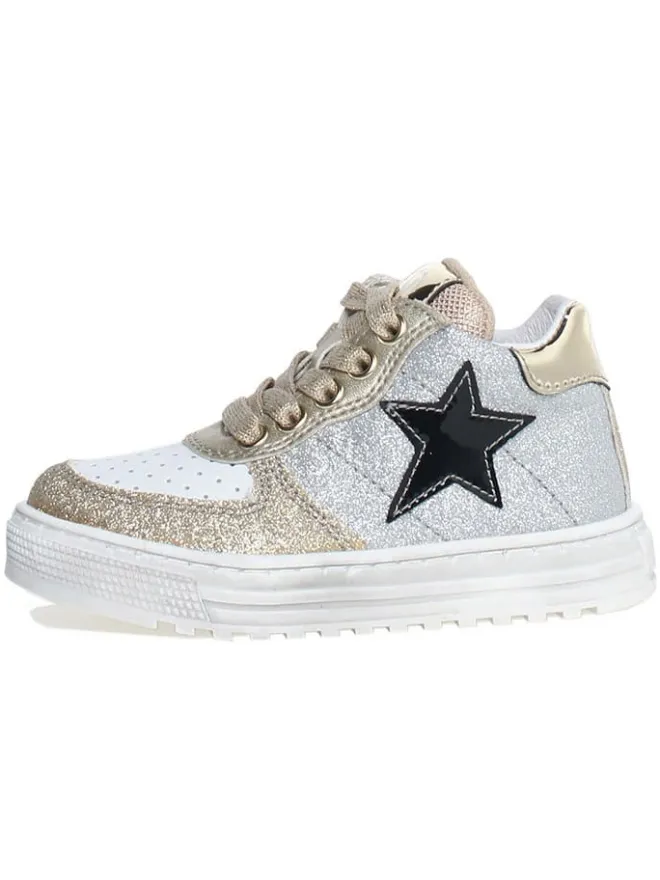 Leder-Sneakers "Hess" in Silber/ Gold>Naturino Discount
