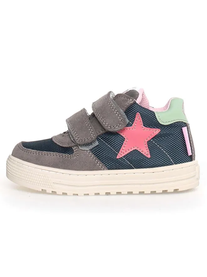 Naturino Sneakers·Sneakers High^Leder-Sneakers "Hess" in Grau/ Dunkelblau/ Rosa