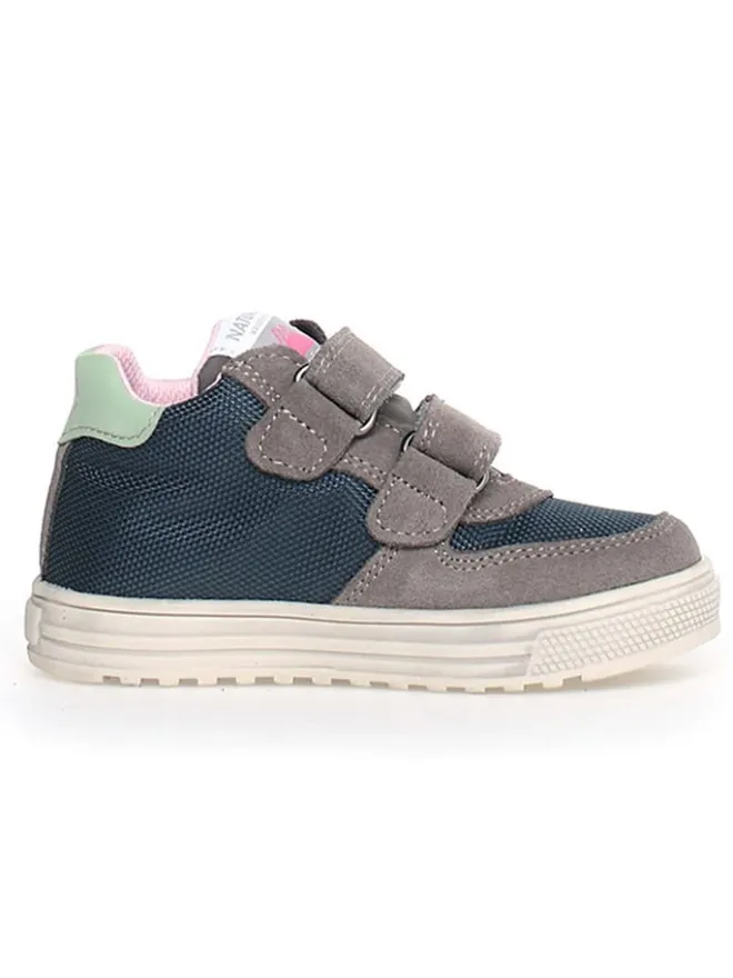 Naturino Sneakers·Sneakers High^Leder-Sneakers "Hess" in Grau/ Dunkelblau/ Rosa