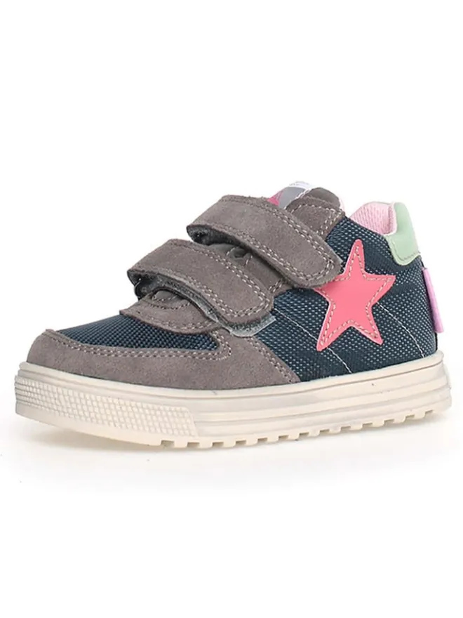 Naturino Sneakers·Sneakers High^Leder-Sneakers "Hess" in Grau/ Dunkelblau/ Rosa