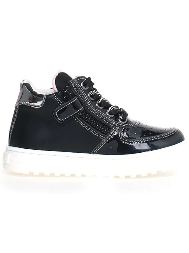 Leder-Sneakers "Hess" in Schwarz/ Rosa>Naturino