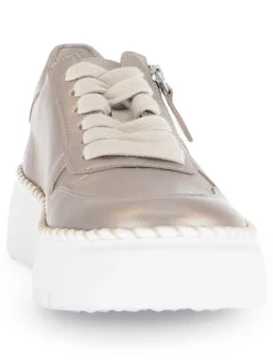 Leder-Sneakers in Beige><noscript><img width=