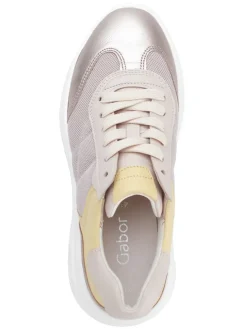 Leder-Sneakers in Beige/ Gelb><noscript><img width=