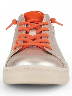 Leder-Sneakers in Beige/ Orange><noscript><img width=