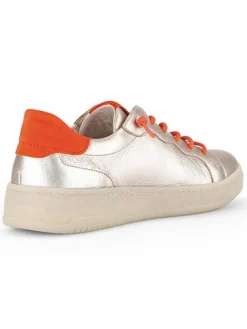 Leder-Sneakers in Beige/ Orange><noscript><img width=