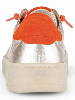 Leder-Sneakers in Beige/ Orange><noscript><img width=