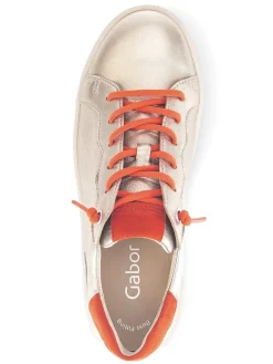 Leder-Sneakers in Beige/ Orange><noscript><img width=