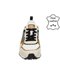 Leder-Sneakers in Creme/ Grau><noscript><img width=