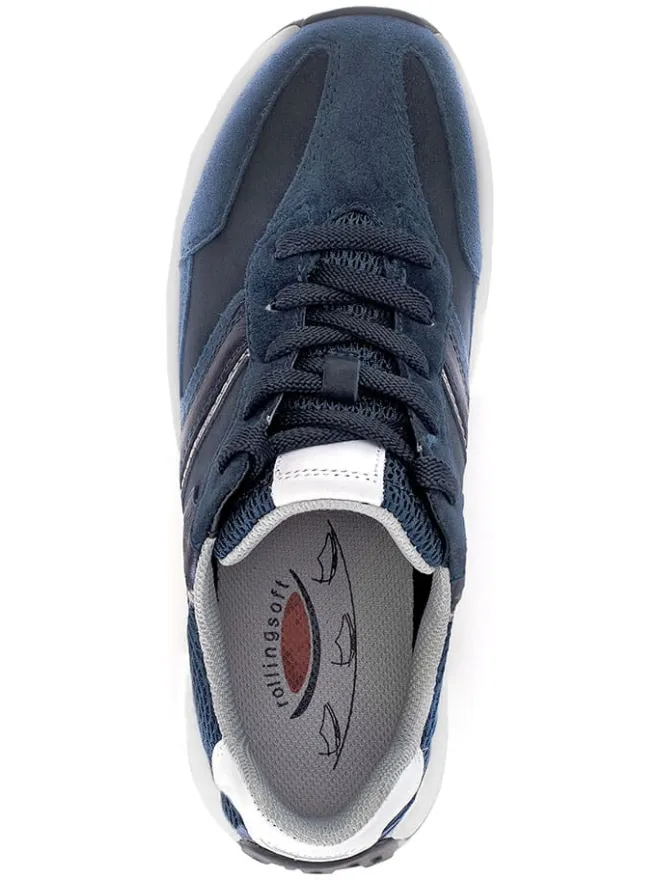 Leder-Sneakers in Dunkelblau>Gabor