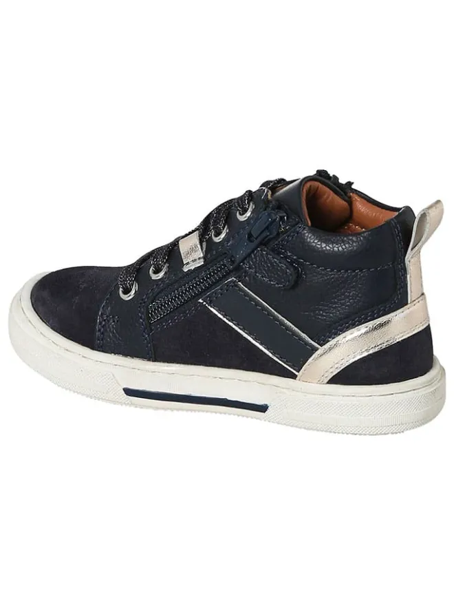 vertbaudet Sneakers·Sneakers High^Leder-Sneakers in Dunkelblau/ Schwarz/ Silber