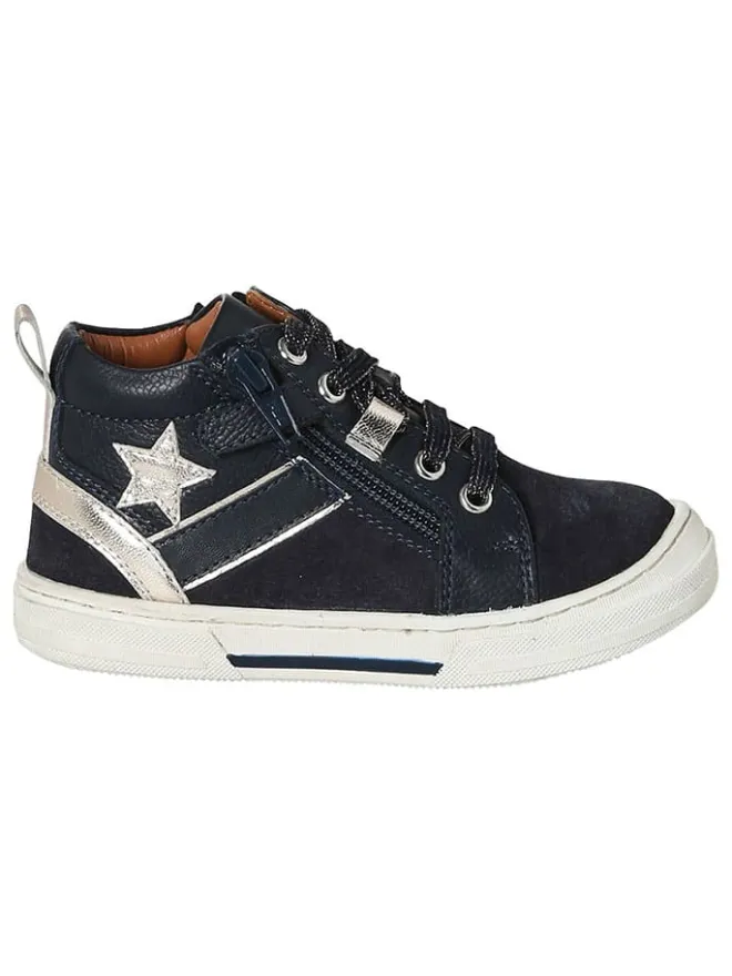 vertbaudet Sneakers·Sneakers High^Leder-Sneakers in Dunkelblau/ Schwarz/ Silber