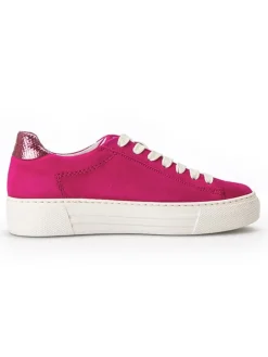 Leder-Sneakers in Fuchsia><noscript><img width=