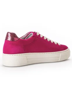 Leder-Sneakers in Fuchsia><noscript><img width=
