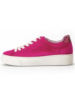 Leder-Sneakers in Fuchsia><noscript><img width=