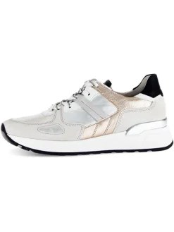 Gabor Schnürschuhe^Leder-Sneakers in Grau/ Beige/ Silber