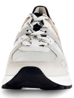 Gabor Schnürschuhe^Leder-Sneakers in Grau/ Beige/ Silber