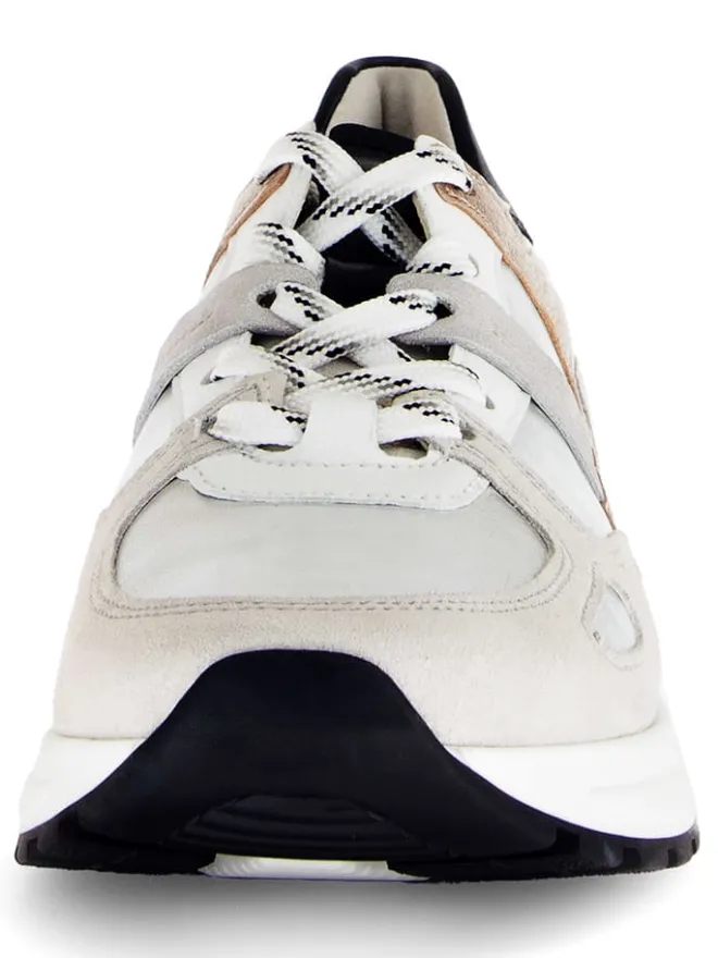Gabor Schnürschuhe^Leder-Sneakers in Grau/ Beige/ Silber