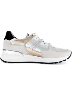 Gabor Schnürschuhe^Leder-Sneakers in Grau/ Beige/ Silber