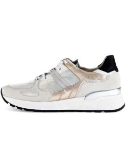 Gabor Schnürschuhe^Leder-Sneakers in Grau/ Beige/ Silber