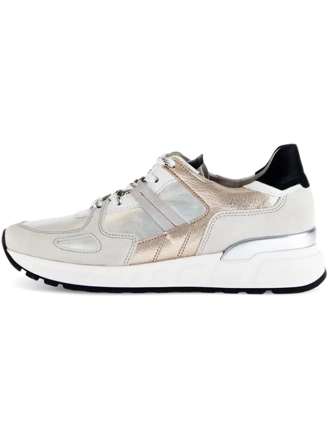 Gabor Schnürschuhe^Leder-Sneakers in Grau/ Beige/ Silber