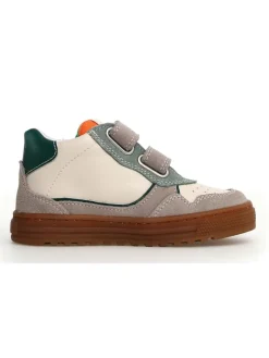 Leder-Sneakers in Grau/ Beige/ Grün><noscript><img width=