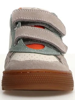 Leder-Sneakers in Grau/ Beige/ Grün><noscript><img width=