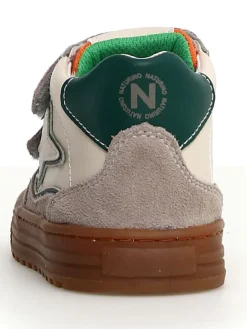 Leder-Sneakers in Grau/ Beige/ Grün><noscript><img width=
