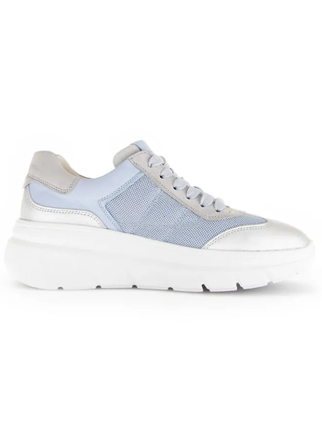 Leder-Sneakers in Hellblau/ Silber/ Grau>Gabor Outlet