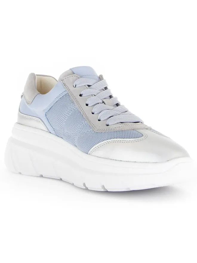 Leder-Sneakers in Hellblau/ Silber/ Grau>Gabor Outlet