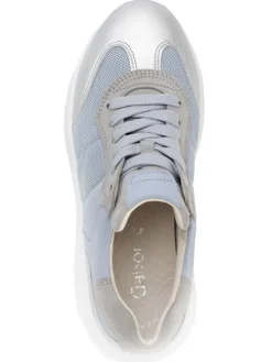 Leder-Sneakers in Hellblau/ Silber/ Grau><noscript><img width=
