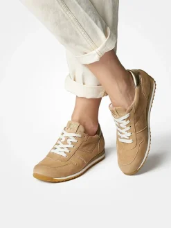Paul Green Schnürschuhe^Leder-Sneakers in Hellbraun