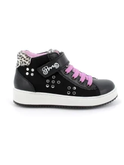 Leder-Sneakers in Schwarz/ Rosa>Primigi