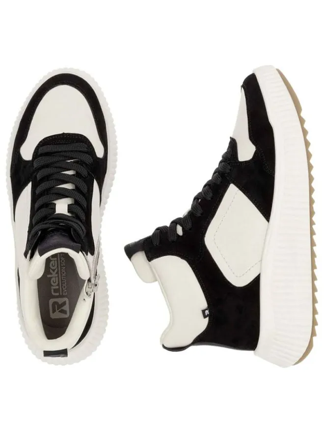 Leder-Sneakers in Schwarz/ Weiß>rieker Clearance
