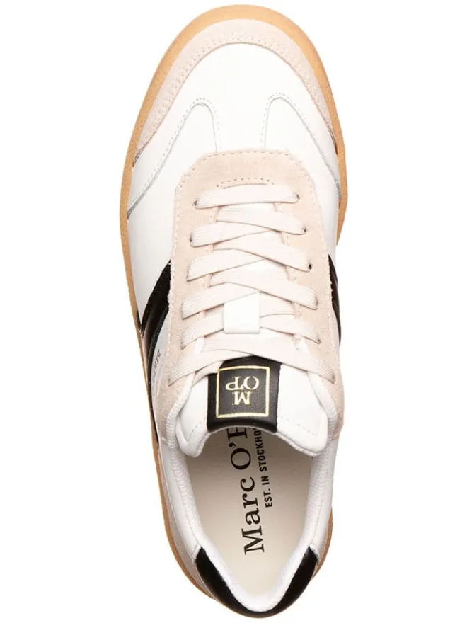 Marc O'Polo Shoes Sneakers^Leder-Sneakers in Schwarz/ Beige/ Weiß