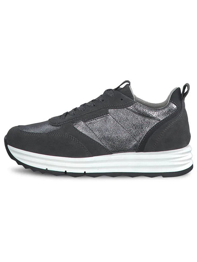 Tamaris Schnürschuhe^Leder-Sneakers in Schwarz/ Silber