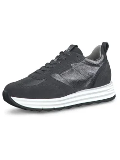 Tamaris Schnürschuhe^Leder-Sneakers in Schwarz/ Silber